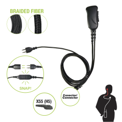 Micrófono con cable de fibra trenzada serie snap compatible con Hytera pd-7.