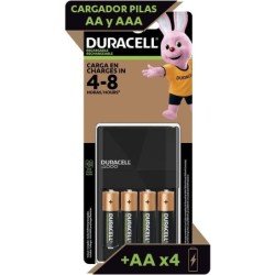 Duracell cargador para pilas recargables pre-cargadas AA y AAA, incluye 1 cargador y 4 pilas AA