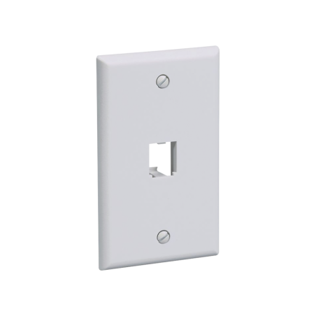 Placa de pared vertical clásica, salida para 1 puerto mini-com, color blanco mate