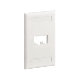 Placa de pared vertical clásica, salida para 2 puertos mini-com, con espacios para etiquetas, color blanco mate