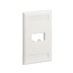Placa de pared vertical clásica, salida para 2 puertos mini-com, con espacios para etiquetas, color blanco