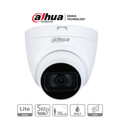 Dahua HAC-HDW1500TLQ-A - cámara domo de 5 megapixeles, micrófono integrado, lente de 2.8mm, IR de 30 m, IP67, Starlight, CVI, CV