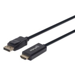 Cable DisplayPort a HDMI Manhattan 152662 - 1 m, DisplayPort, HDMI, Negro, Macho/Macho