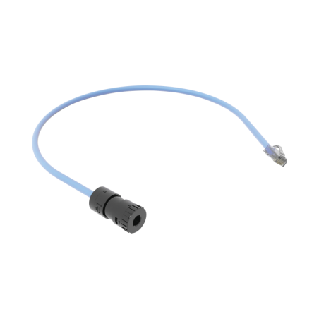 Cable de conexión en campo Jack a plug RJ45, categoría 6a, cmp (plenum), 0.5 metros, color azul