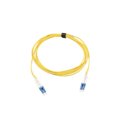 Jumper de fibra óptica monomodo (OS2), XGLO, riser, LC, UPC-LC, UPC dúplex, ofnr, color amarillo, 3 metros