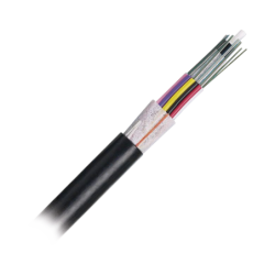 Cable de fibra óptica 12 hilos, osp (planta externa), no armada (dieléctrica), mdpe (polietileno de media densidad), multimodo o