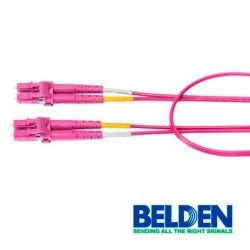 Jumper de fibra óptica Belden FP4LDLD003M forro PVC color violeta flamabilidad ofnr riser tipo de fibra multimodo om4 50, 125 mi