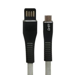 Cable micro USB Ghia plano reversible color gris, negro de 1m