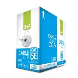 Bobina de cable marca Ghia cat5e UTP CCA color azul 24 AWG 305m 1000ft