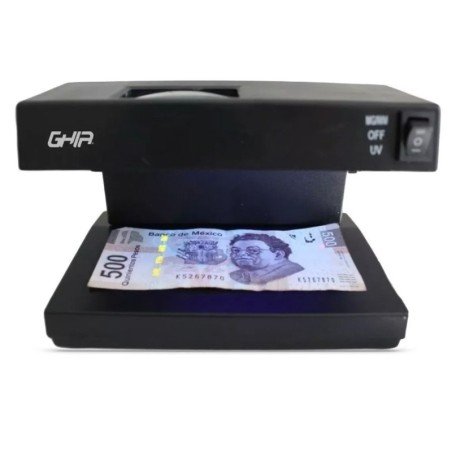 Lámpara detectora de billetes falsos y documentos oficiales, Ghia, luz UV 9w