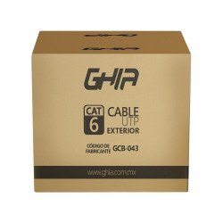 Bobina de cable exterior marca Ghia Cat6 con gel UTP CCA 305 m 1000 ft certificación CE, ROSH