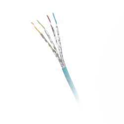 Bobina de cable blindado s, ftp, cat6a, uso industrial, multifilar (flexible), color azul cerceta, bobina de 500m