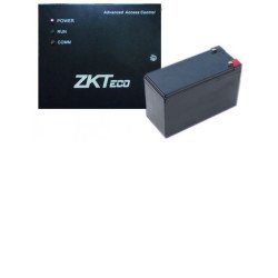 ZKTeco gabipak - paquete de gabinete metálico con fuente y batería de respaldo 12v 7ah, compatible con inbio, c3xxx, ec10, ex16