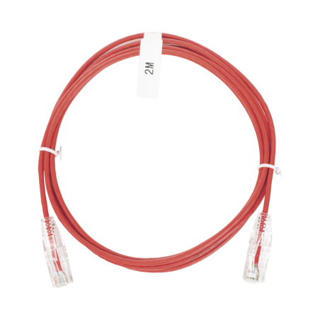 Cable de parcheo Slim UTP cat6 - 2 m rojo diámetro reducido (28 AWG)