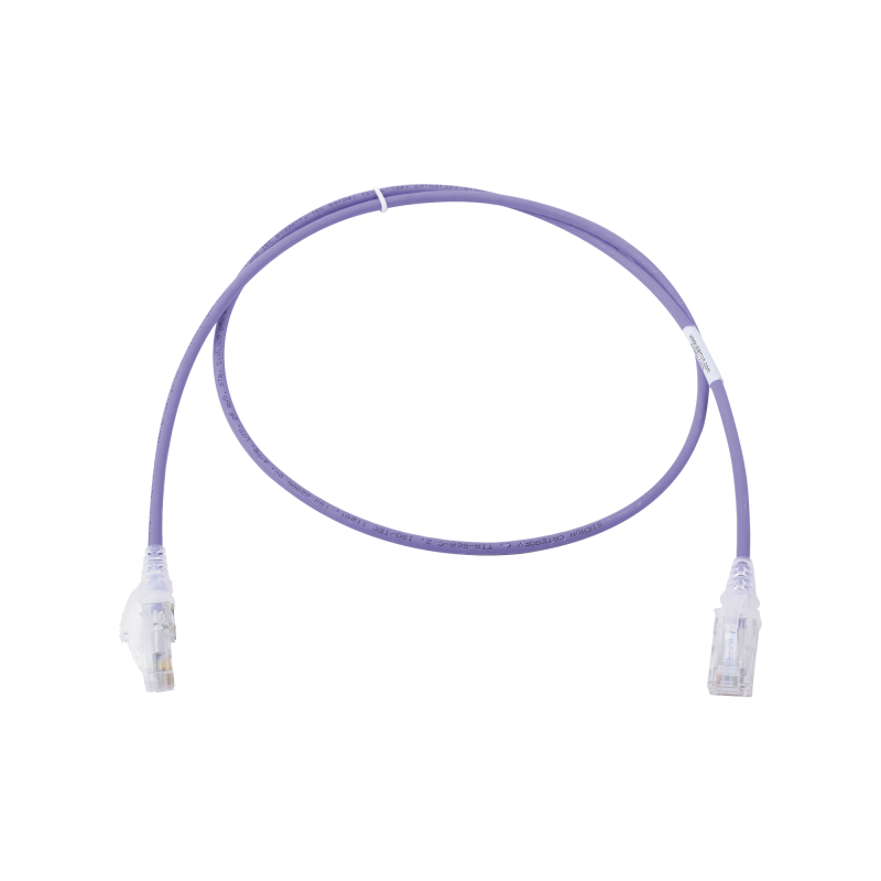 Patch cord mc6 modular cat6 UTP, cm/ls0h, 3ft, color violeta, diámetro reducido (28AWG), versión bulk (sin empaque individual)