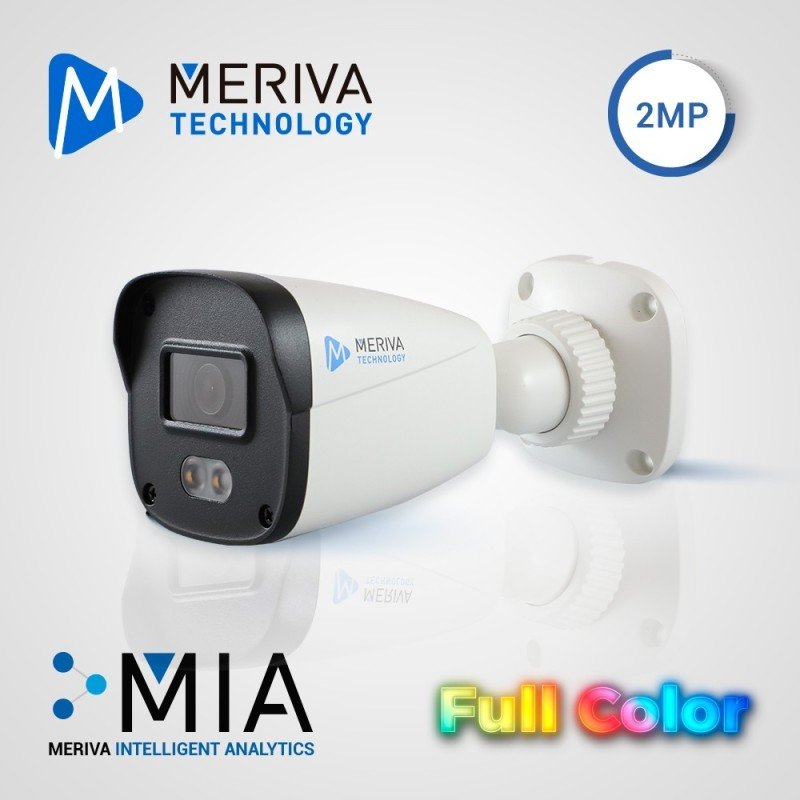 Cam IP bullet Meriva Technology mob-200fc1l, 2mp, serie full color, h.265, 2.8mm, 30m LED luz blanca, mia, policarbonato - metal