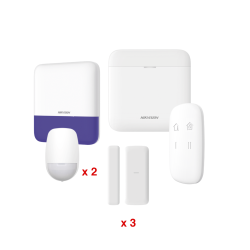 kit de alarma axp ro, incluye: 1 hub, 2 sensores PIR, 3 contactos magnéticos mini, 1 control remoto, 1 sirena inalámbri