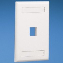 Placa de pared vertical, salida para 1 puerto, con espacio para etiqueta - Blanco mate