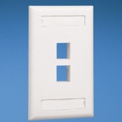 Placa de pared vertical, salida para 2 puertos, con espacio para etiqueta - Blanco mate