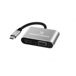 Adaptador USB-c a HDMI1+vga Perfect Choice pc-101284 - USB c, HDMI + VGA