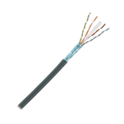 Bobina de cable planta externa con gel, de 4 pares, cat6a, blindado f, UTP, color negro, 305m