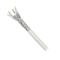 Bobina de cable blindado S/FTP de 4 pares, cat7, inmune a ruido e interferencias, LSZH (bajo humo, cero halógenos), color blanco