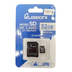 Memoria Quaroni micro SD/HC 32GB clase 10 con adaptador