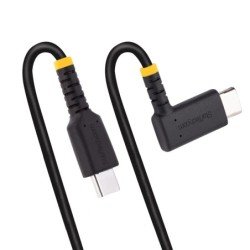 Cable 1m USB c acodado en ángulo recto - pd 60w - 3a - cable USB-c de carga rápida - de alta resistencia - USB 2.0 tipo c - star