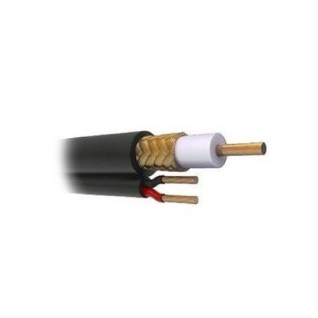 Cable siamés RG59 CCA wam (malla 95%, conductor cu 20 AWG) + 2/18 AWG/negro/siamés/305 mts