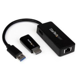 Juego de adaptadores HDMI a VGA y Ethernet StarTech.com - USB, Negro