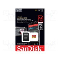 Memoria SanDisk extreme 64GB micro SDXC 170MB/s 4k clase 10 a2 v30 c, adaptador