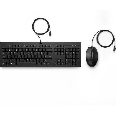 Teclado y mouse alámbricos HP 225, USB, Interruptor de membrana, Negro