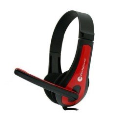 Audífono de diadema multimedia TechZone con micrófono negro con rojo