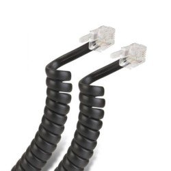 Cable espiral telefónico negro, 10 piezas