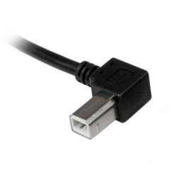 Cable adaptador USB de 1m para impresora acodado - 1x USB a macho - 1x USB b macho en ángulo izquierdo - Usbab