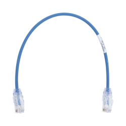 Cable de parcheo tx6, UTP Cat 6, diámetro reducido (28AWG), color azul, 1ft