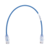 Cable de parcheo tx6, UTP Cat 6, diámetro reducido (28AWG), color azul, 1ft