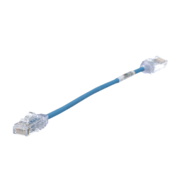 Cable de parcheo tx6, UTP cat6, diámetro reducido (28AWG), color azul, 8in (20.2cm)