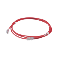 Cable de parcheo UTP Cat 6a, cm, LSZH, diámetro reducido (28AWG), color rojo, 7ft