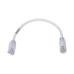 Cable de parcheo UTP, cat6a, diámetro reducido (28 AWG), cm, LSZH, color blanco mate, 8in (20.3cm)