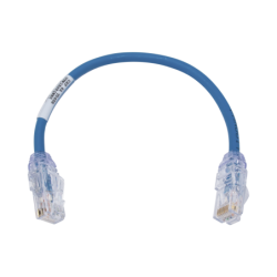 Cable de parcheo UTP, cat6a, diámetro reducido (28 AWG), cm, LSZH, color azul, 8in (20.3cm)