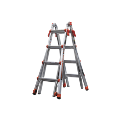 Escalera multi-posiciones fabricada en aluminio con una longitud máxima de 17 pies.