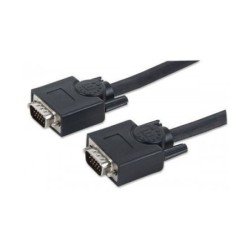 Cable moldeado negro para monitor SVGA. 3 mts. D sub 15HD macho a D sub 15HD macho.