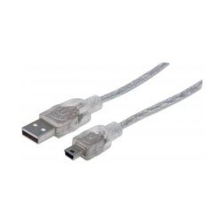Cable MH USB tipo A a tipo Mini. USB 2.0 Plata.