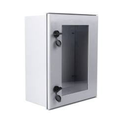 Gabinete de poliéster IP65 puerta transparente, uso en intemperie (400 x 500 x 200 mm) con placa trasera interior de plástico (i
