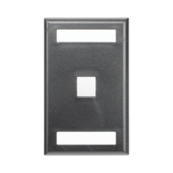 Placa de pared vertical, salida para 1 puerto keystone, con espacios para etiquetas, color negro