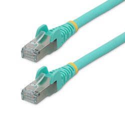 Cable de 0.9m de Red Ethernet CAT6a, Aguamarina, LSZH, 10Gb, 500MHz, PoE++ de 100W, Snagless sin Pestillo, RJ-45 S/FTP