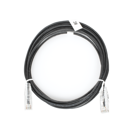 Cable de parcheo Slim UTP cat6 - 3 m negro diámetro reducido (28 AWG)