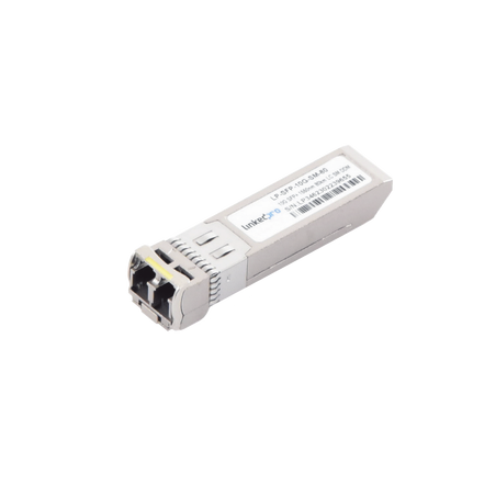 Transceptor SFP+ (mini-gbic) para fibra monomodo, 10 gbps de velocidad, conectores lc, dúplex, hasta 80 km de distancia.