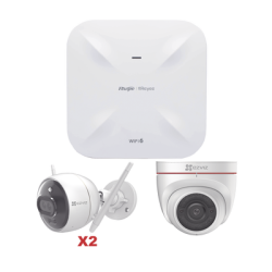 Kit de Cámaras Wi-Fi EZVIZ con Access Point Ruijie, Incluye 2 Piezas C3X, 1 Pieza C4W, 1 Access Poin RG-RAP6260(G)